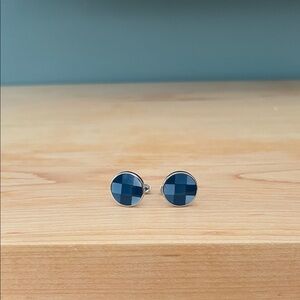 Blue Checkered Cufflinks Mon Art Internazionale